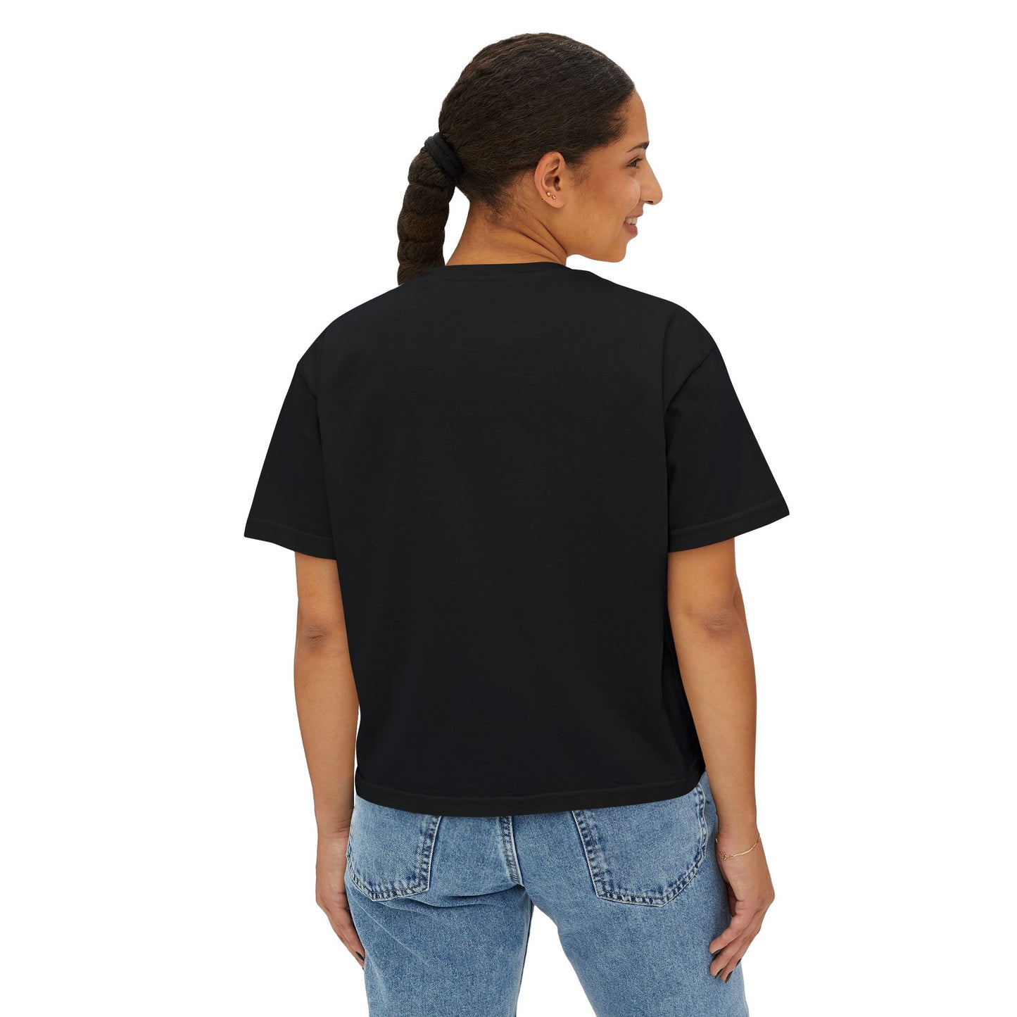 Polynesian-Inspired Women’s Boxy T-Shirt – Featuring Polynesian Girl Graphic Design back view