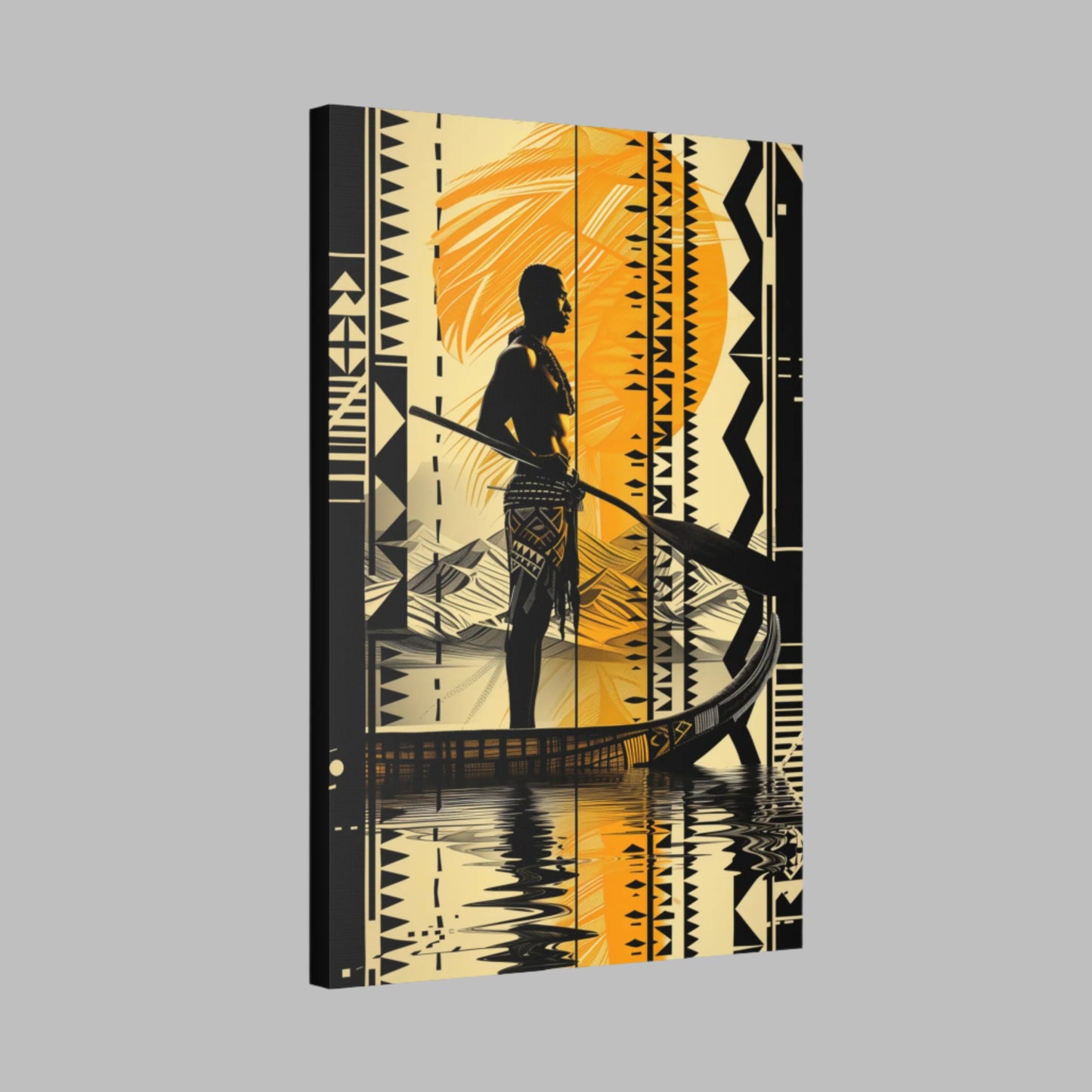 Polynesian Voyager Art Piece – 24" x 36" Stretched Canvas side angle view