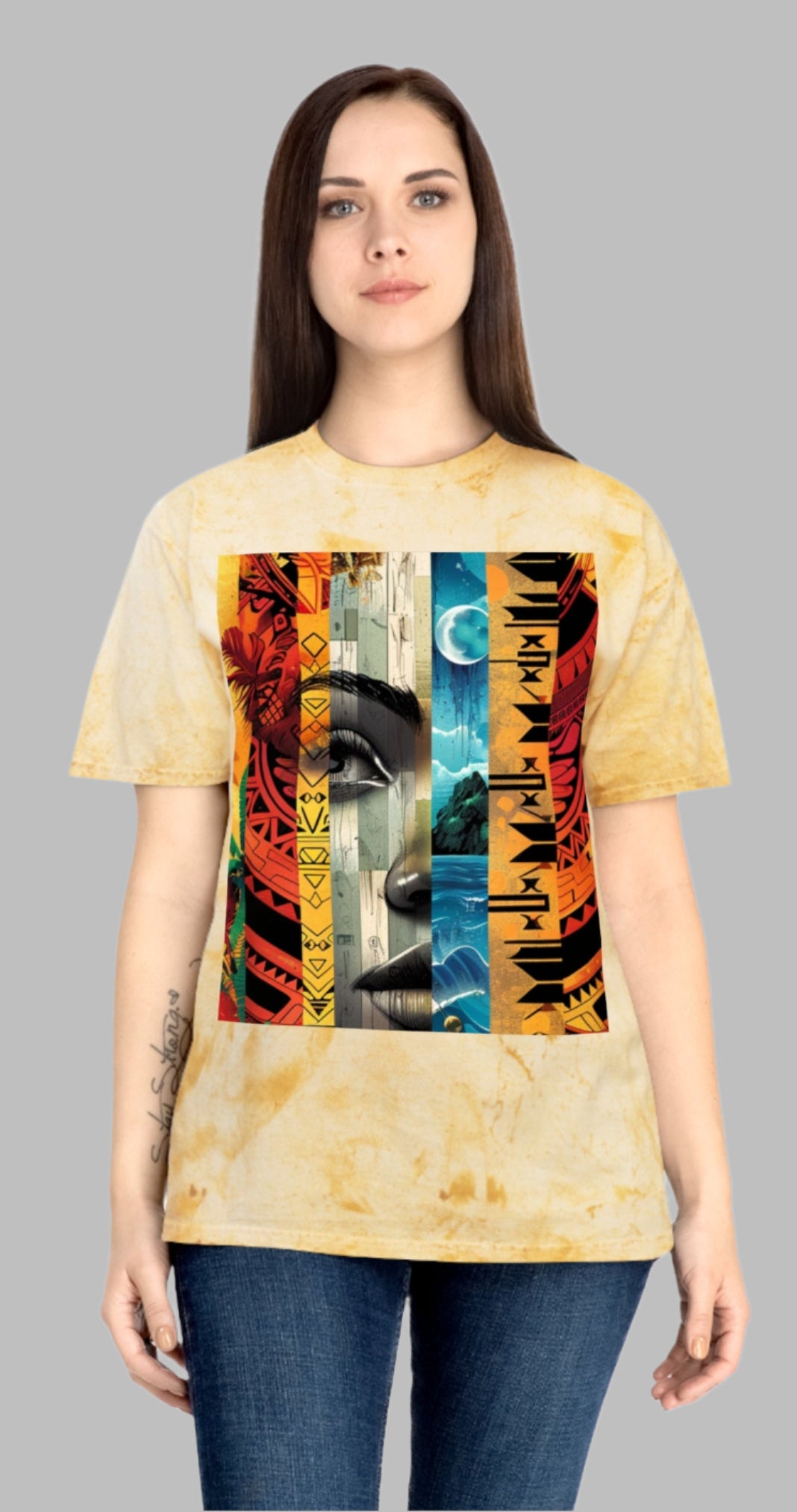 Ocean Origins – Modern Abstract Polynesian Tie-Dye Women’s T-Shirt front view