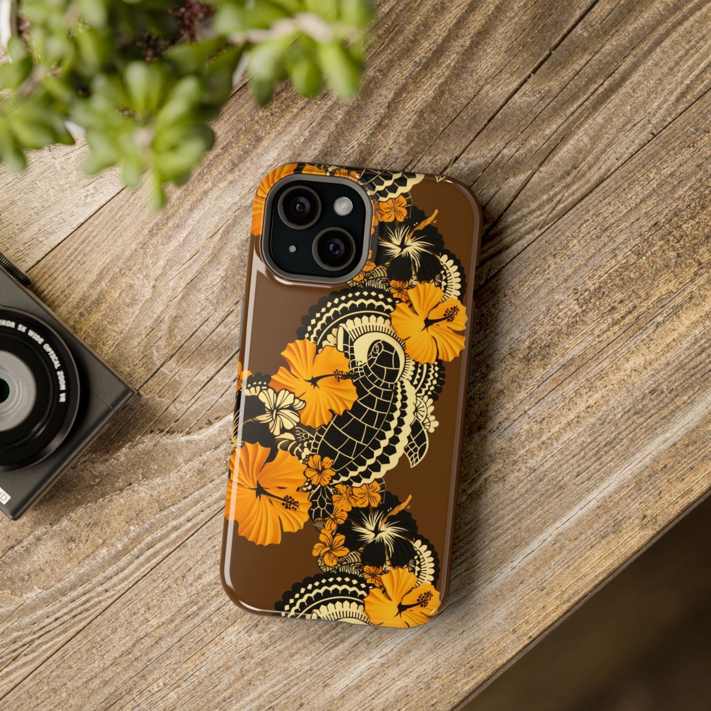 Polynesian-Inspired Stylish Tough Magnetic Tropical Turtle Phone Case top view