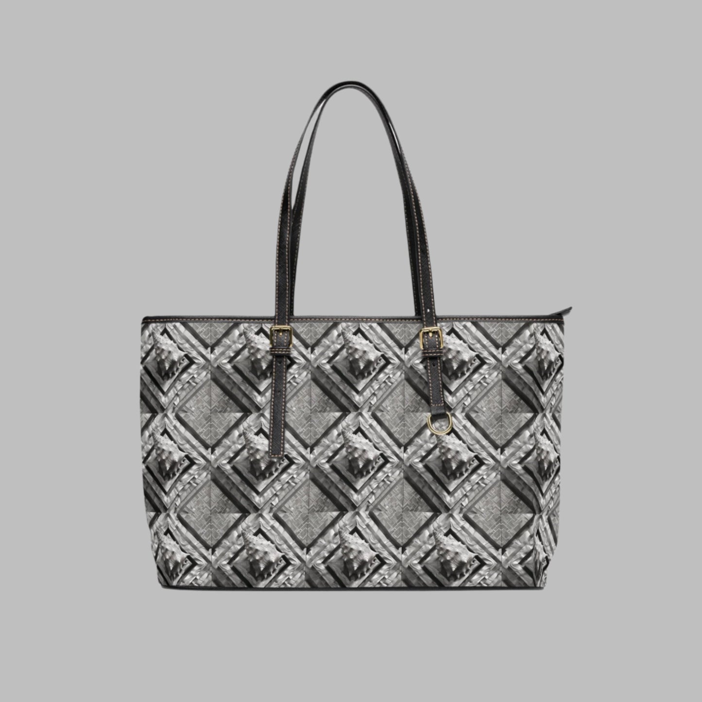 Polynesian-Inspired Chic Leather Shoulder Bag with Conch Shell Design side view