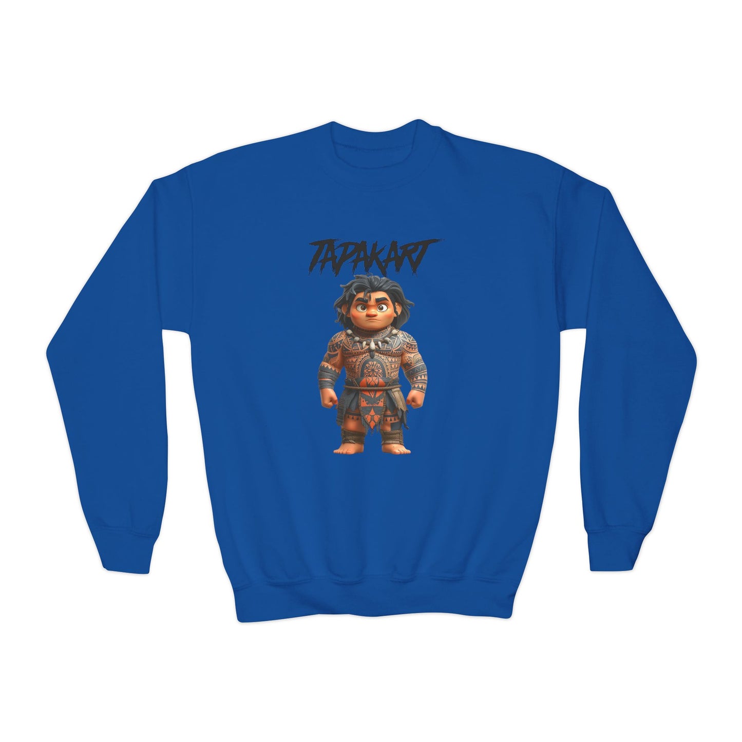 Youth Crewneck Sweater – Polynesian-Inspired Maui Cartoon Design