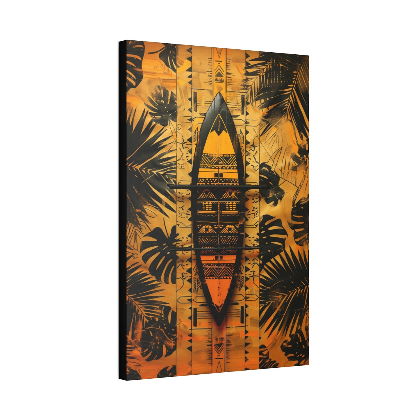 Polynesian Canoe Art Piece – 24" x 36" Stretched Canvas side view