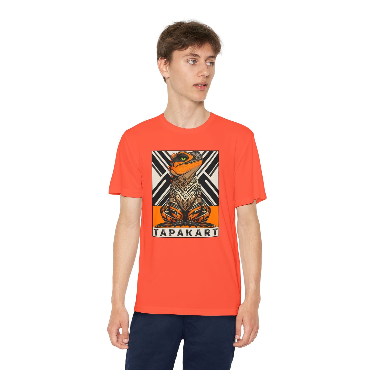 Youth Tee with Iguana Design, Youth Shirt for Competitors, Unique Orange T-Shirt, Gift for Kids, Sports & Outdoor Fun