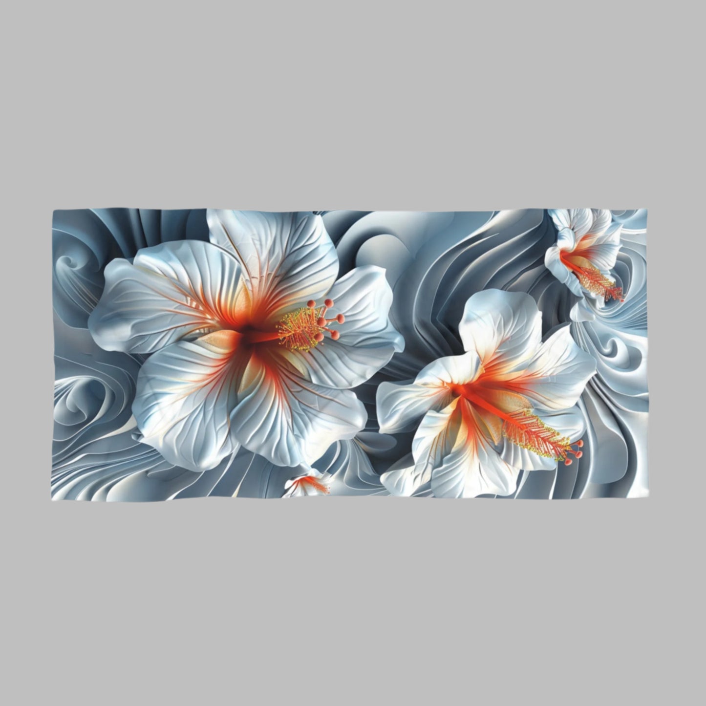 Polynesian-Inspired Boho Beach Towel – Frangipani Floral Design top view
