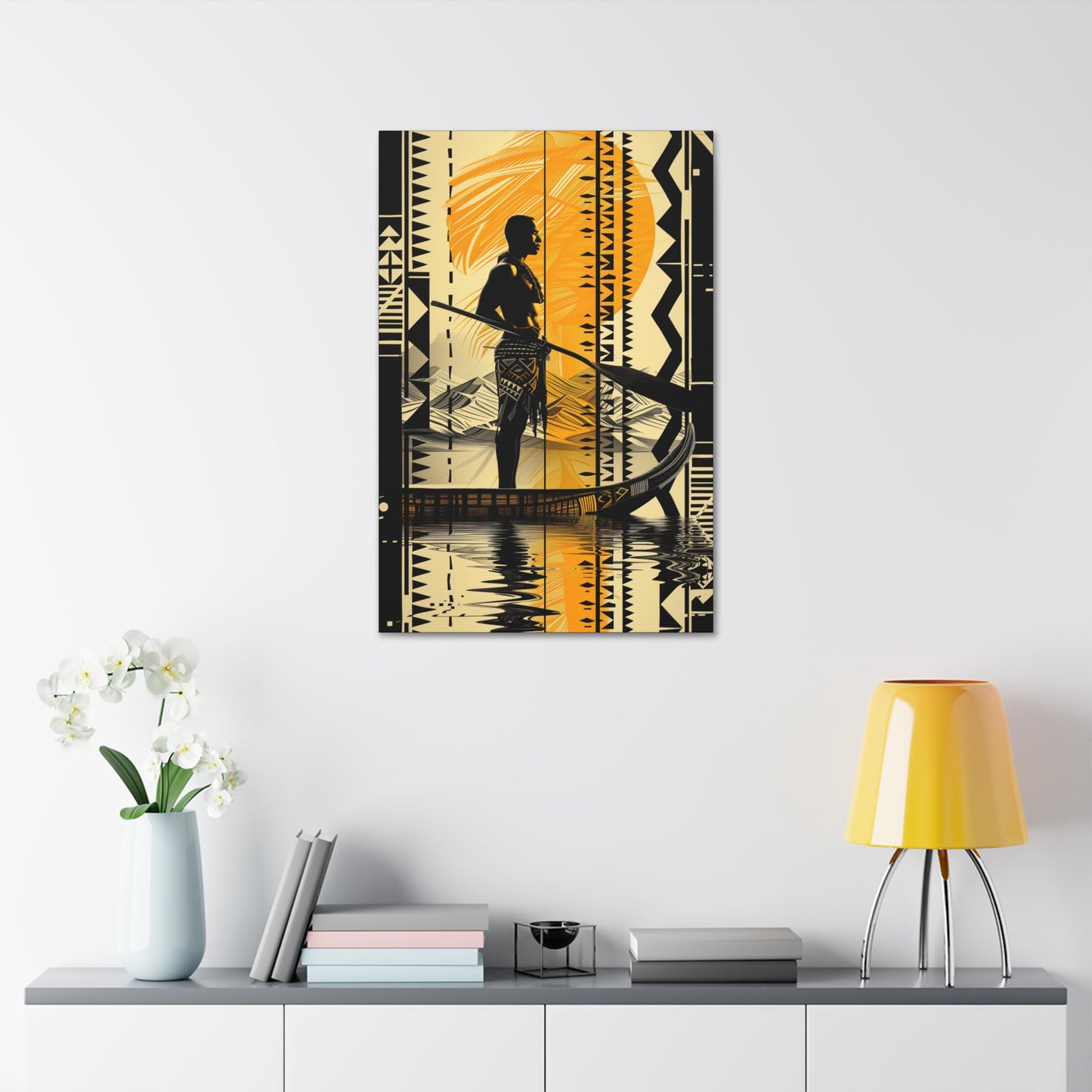 Polynesian Voyager Art Piece – 24" x 36" Stretched Canvas hangingon a wall front view