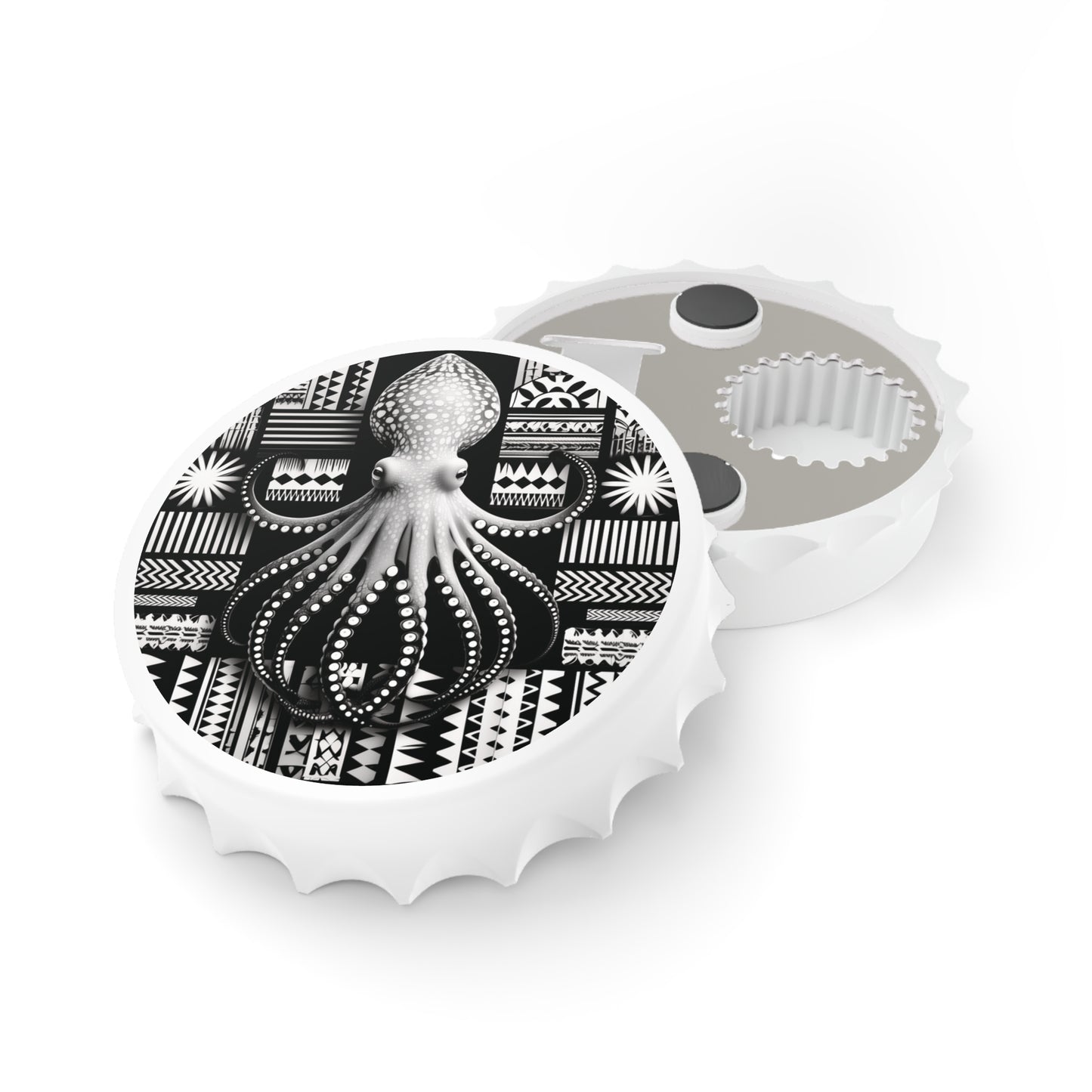 Polynesian-Inspired Octopus Bottle Opener top side angle view