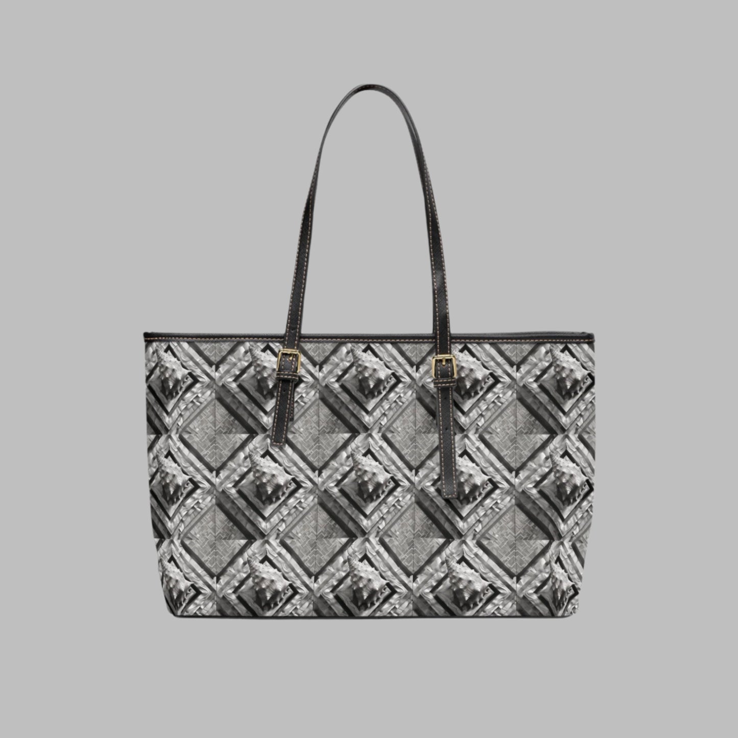 Polynesian-Inspired Chic Leather Shoulder Bag with Conch Shell Design side view