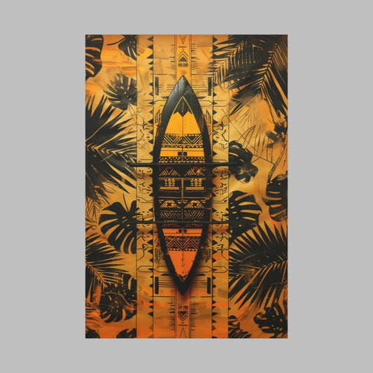 Polynesian Canoe Art Piece – 24" x 36" Stretched Canvas front view