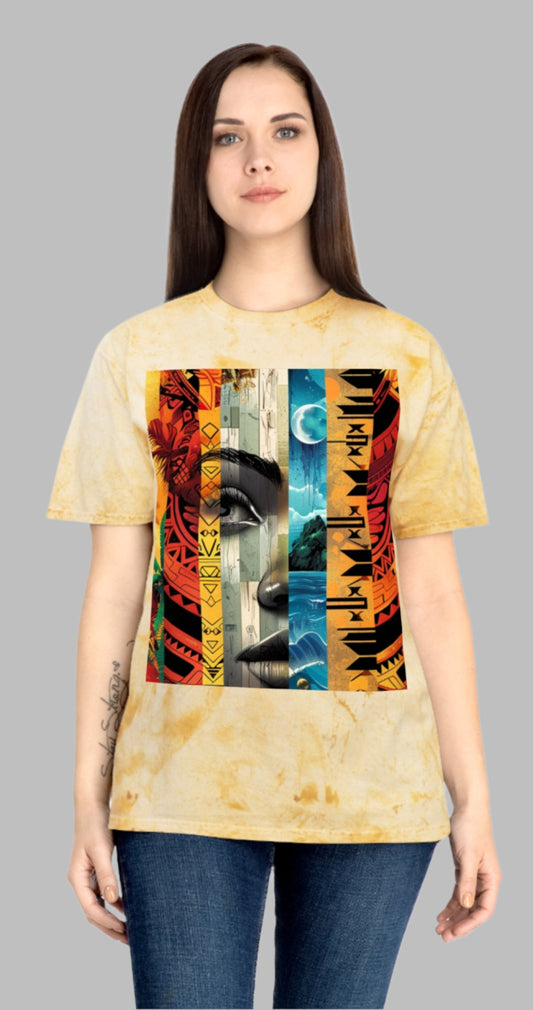 Ocean Origins – Modern Abstract Polynesian Tie-Dye Women’s T-Shirt front view