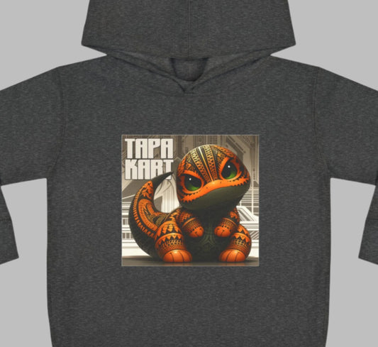 Polynesian-Inspired Dinosaur Toddler Hoodie / Sweatshirt front close up 