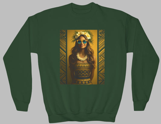 Island Girl Vibes – Modern Polynesian-Inspired Graphic Sweatshirt front view