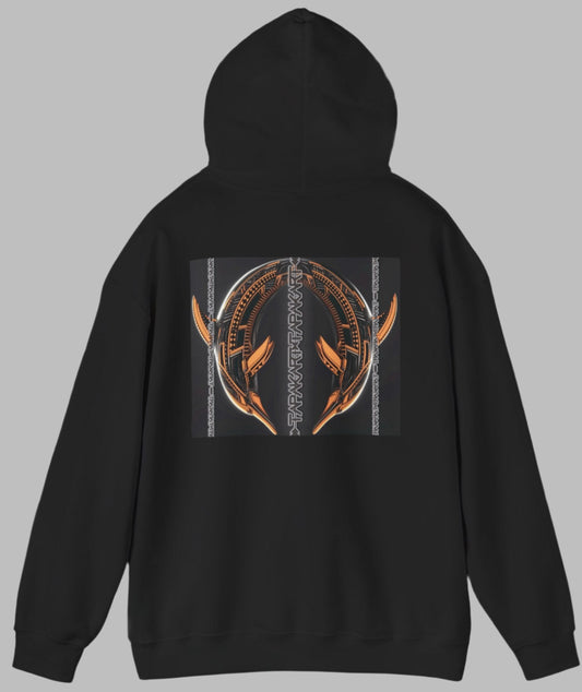 Spirit of the Sea Hoodie – Polynesian-Inspired Dolphin Tattoo Design Sweatshirt back view
