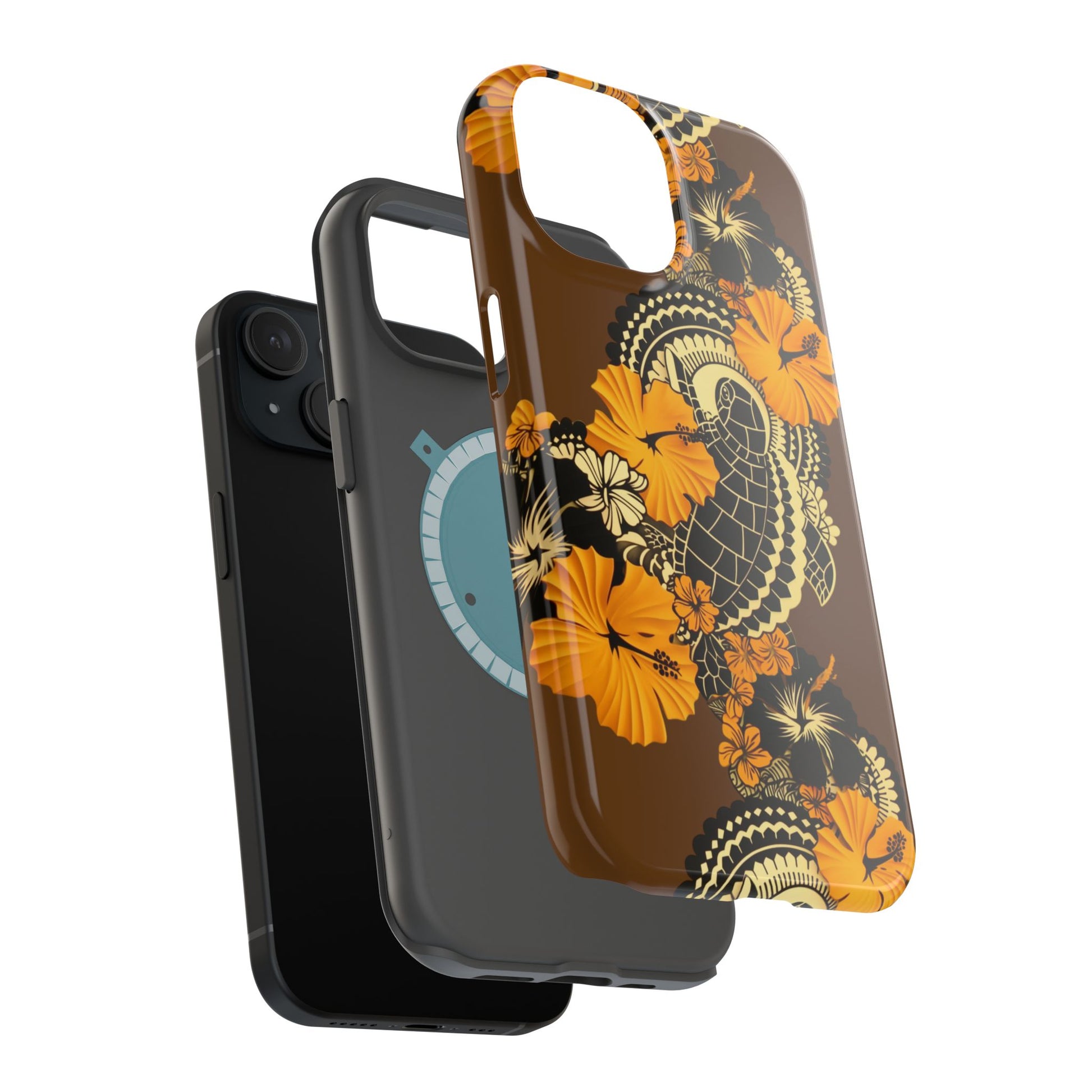 Polynesian-Inspired Stylish Tough Magnetic Tropical Turtle Phone Case front side view