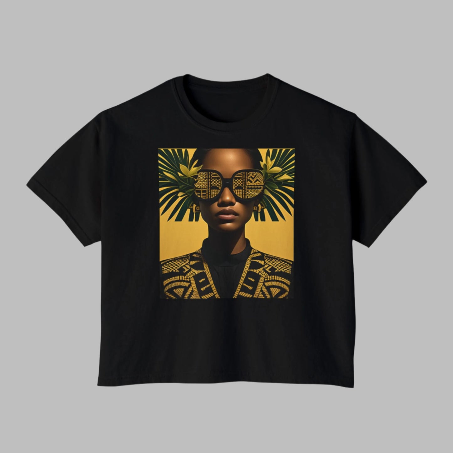 Polynesian-Inspired Women’s Boxy T-Shirt – Featuring Polynesian Girl Graphic Design front view