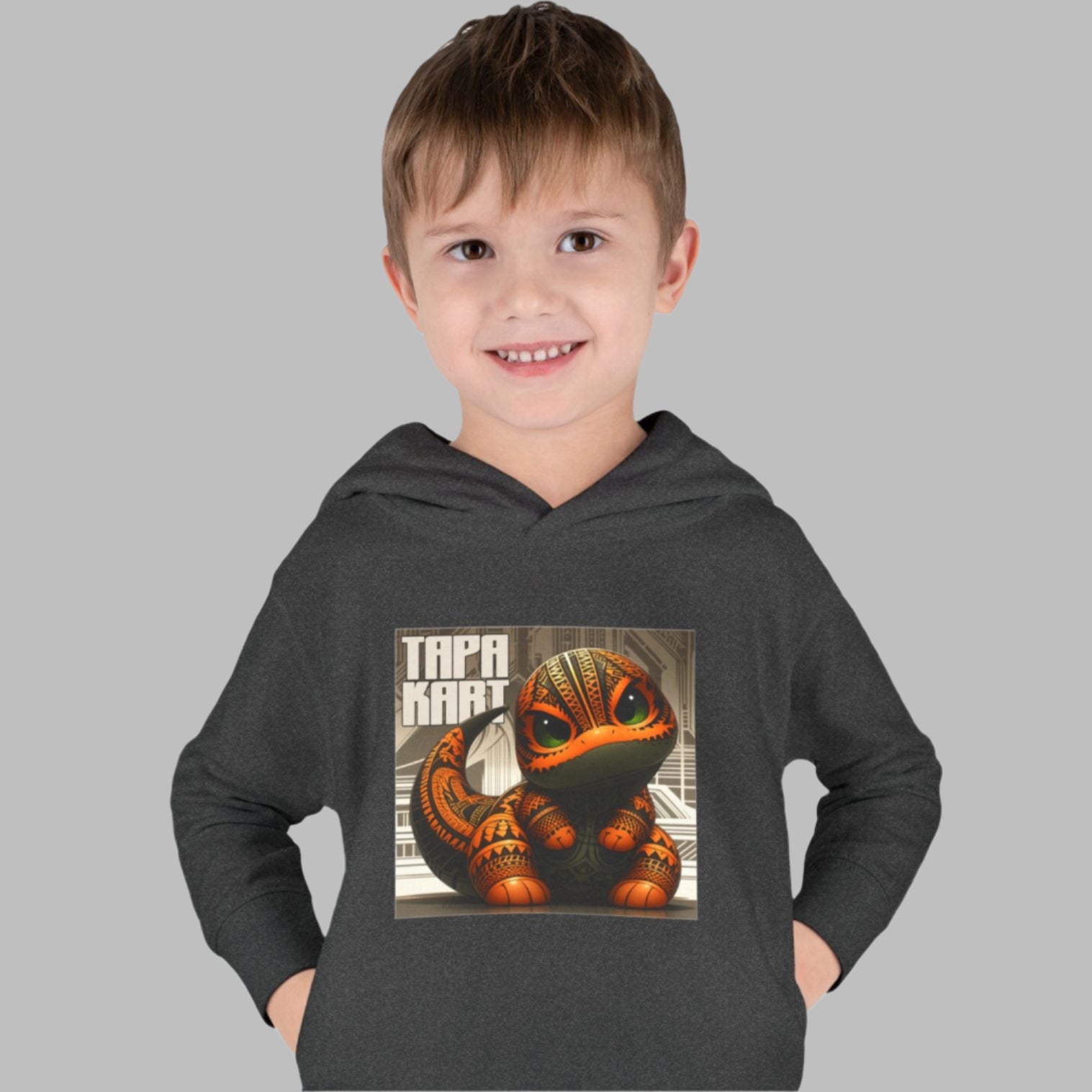 Polynesian-Inspired Dinosaur Toddler Hoodie / Sweatshirt front view