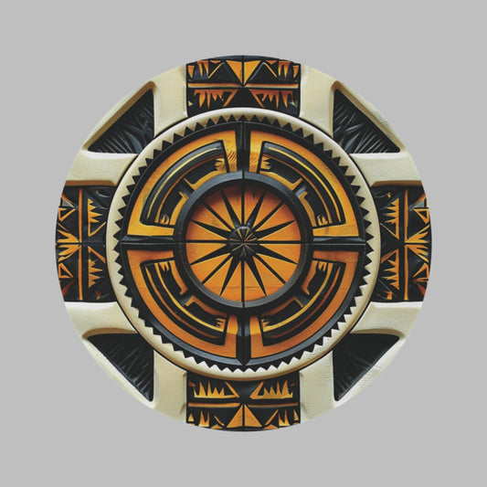 Polynesian-Inspired Round Rug top view