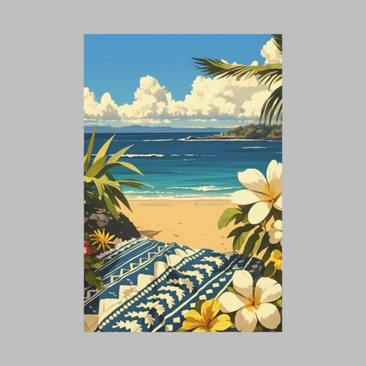 Serene Beach View Art Piece – 24" x 36" Stretched Canvas front view
