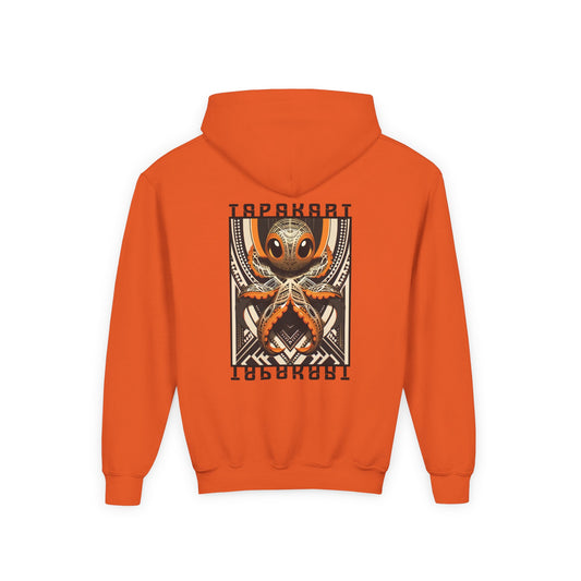 Playful Youth Hoodie with Fun Polynesian Octopus Design - Youth Heavy Hooded Sweater