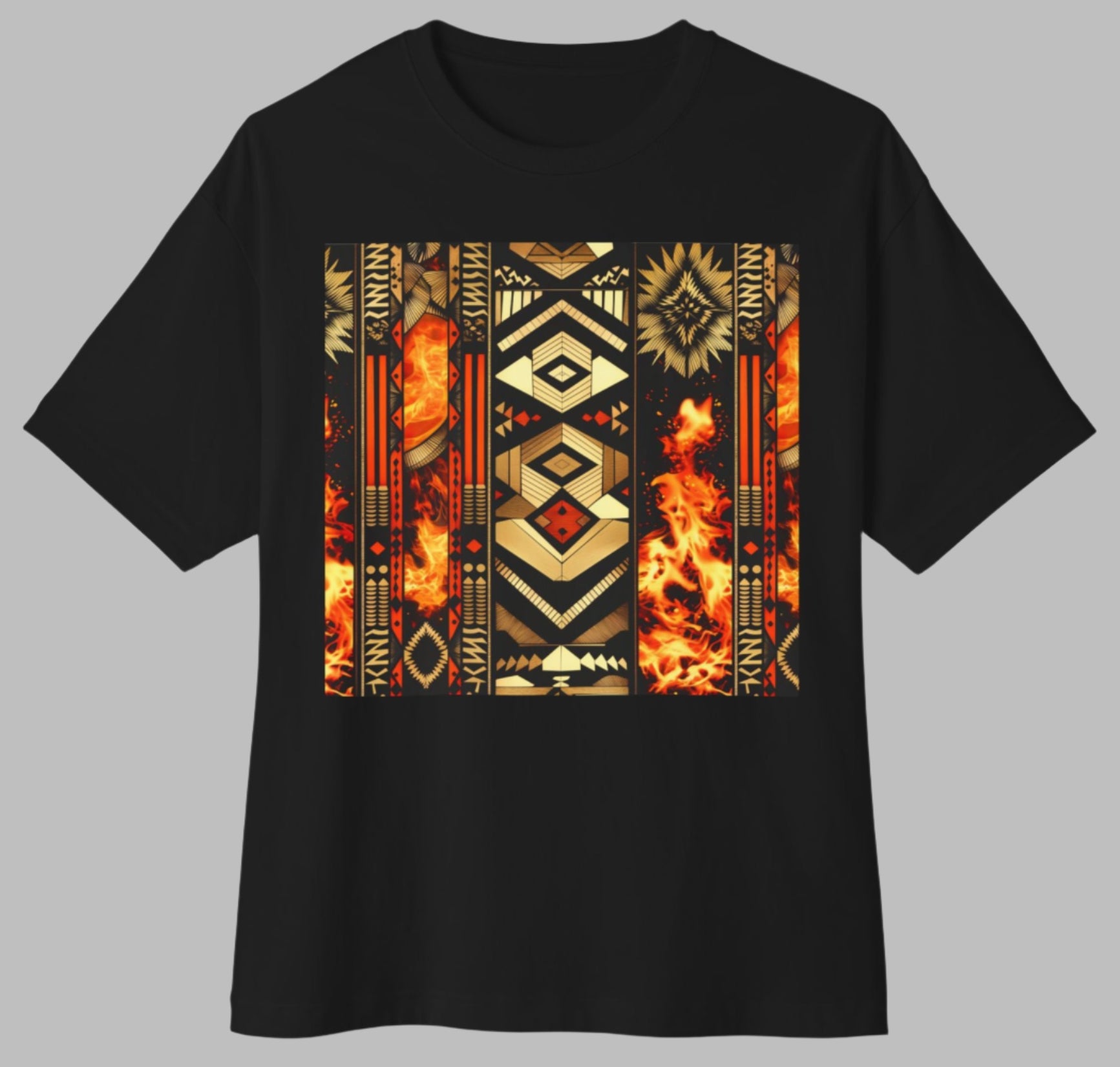 Flame of the Pacific – Abstract Fijian Tribal Flame T-Shirt front view