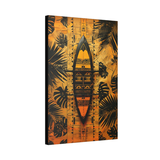 Polynesian Canoe Art Piece – 24" x 36" Stretched Canvas side view