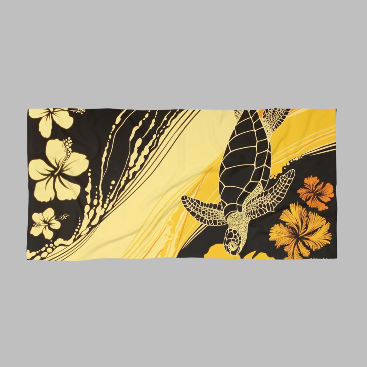 Tropical Sea Turtle Beach Towel top view
