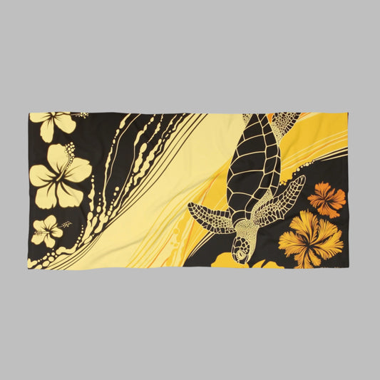 Tropical Sea Turtle Beach Towel top view