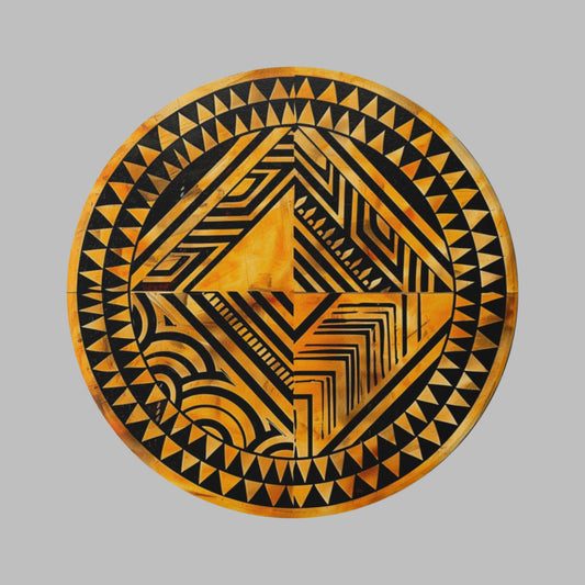 Polynesian-Inspired Ceramic Coaster Set top view