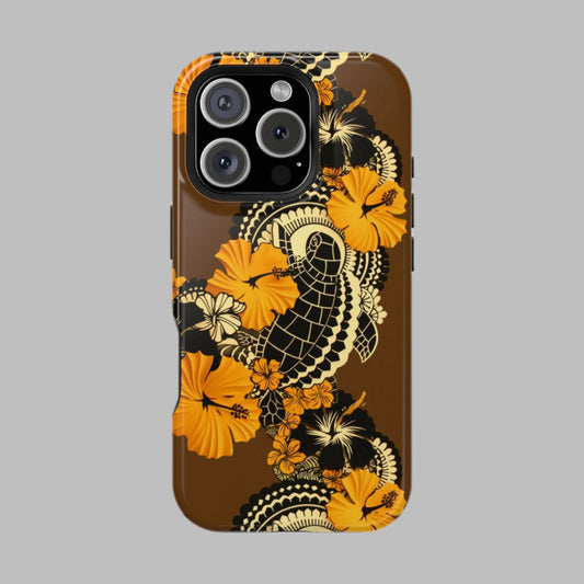 Polynesian-Inspired Stylish Tough Magnetic Tropical Turtle Phone Case front view