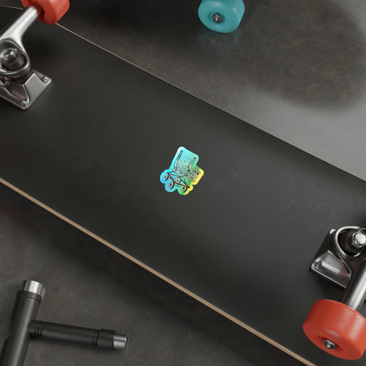 Holographic Die-cut Sticker - Tapa Shopping Kart zoomed out top view
