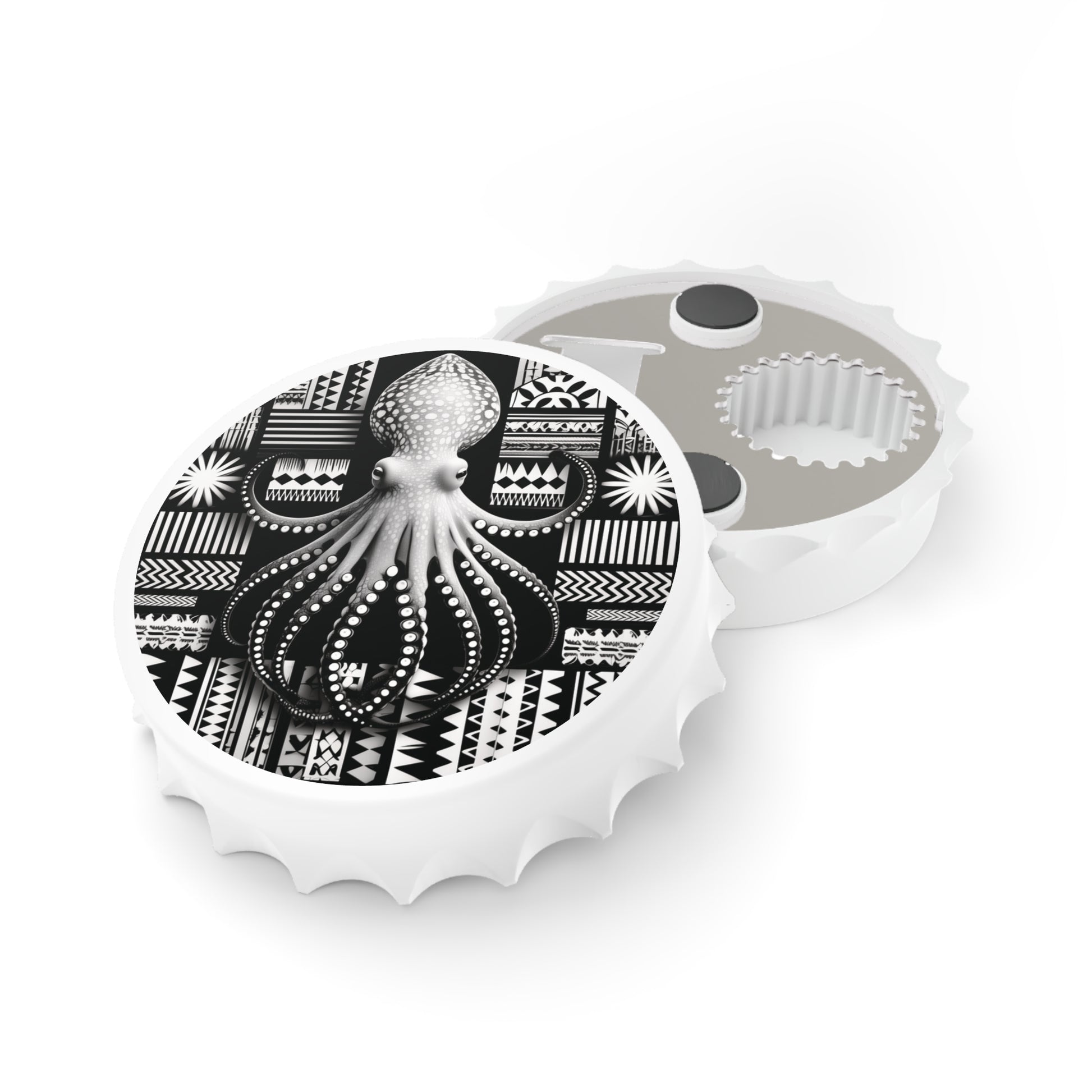 Polynesian-Inspired Octopus Bottle Opener top side angle view
