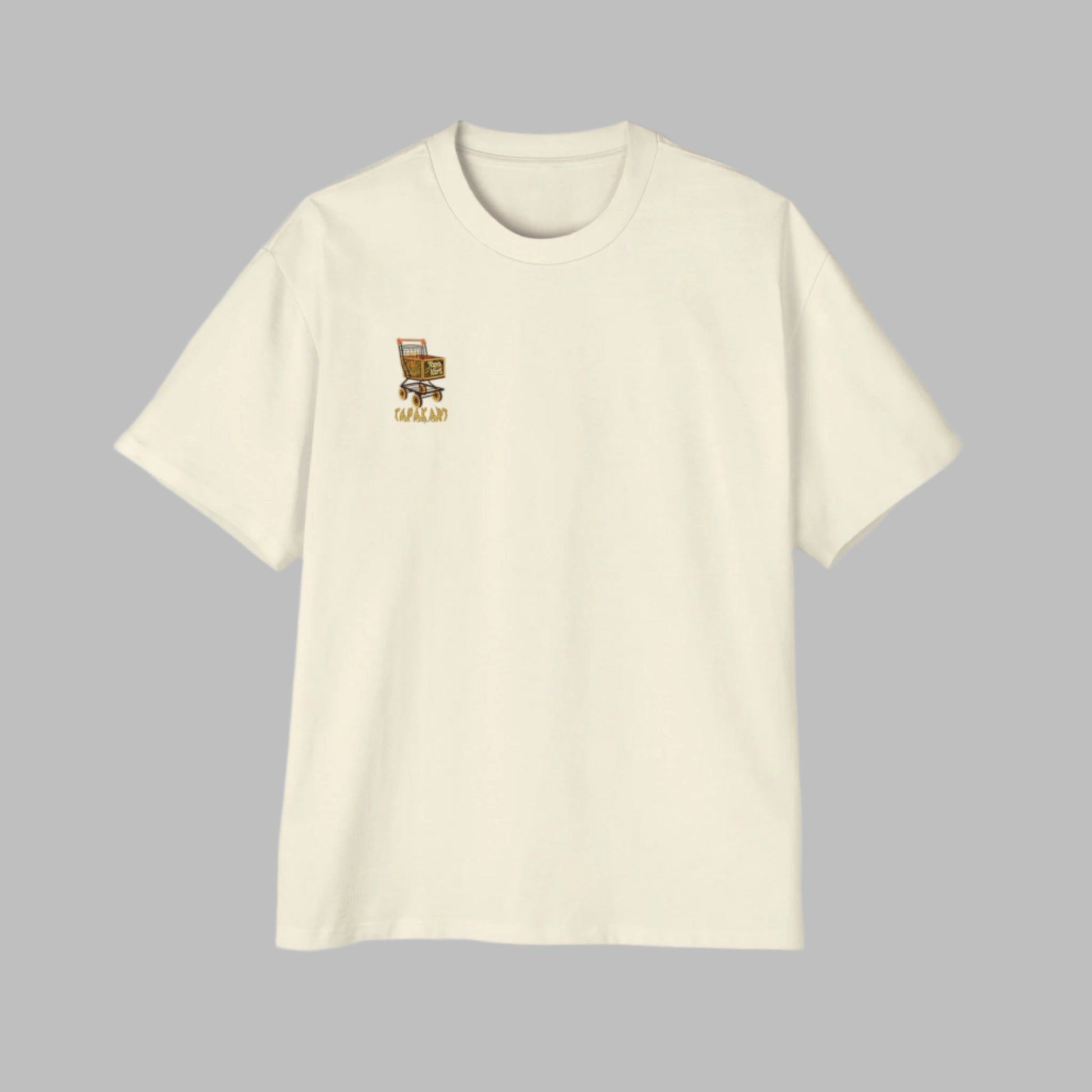 Polynesian-Inspired Men’s Oversized T-Shirt – Butter Color with Stingray Tattoo Graphic front view