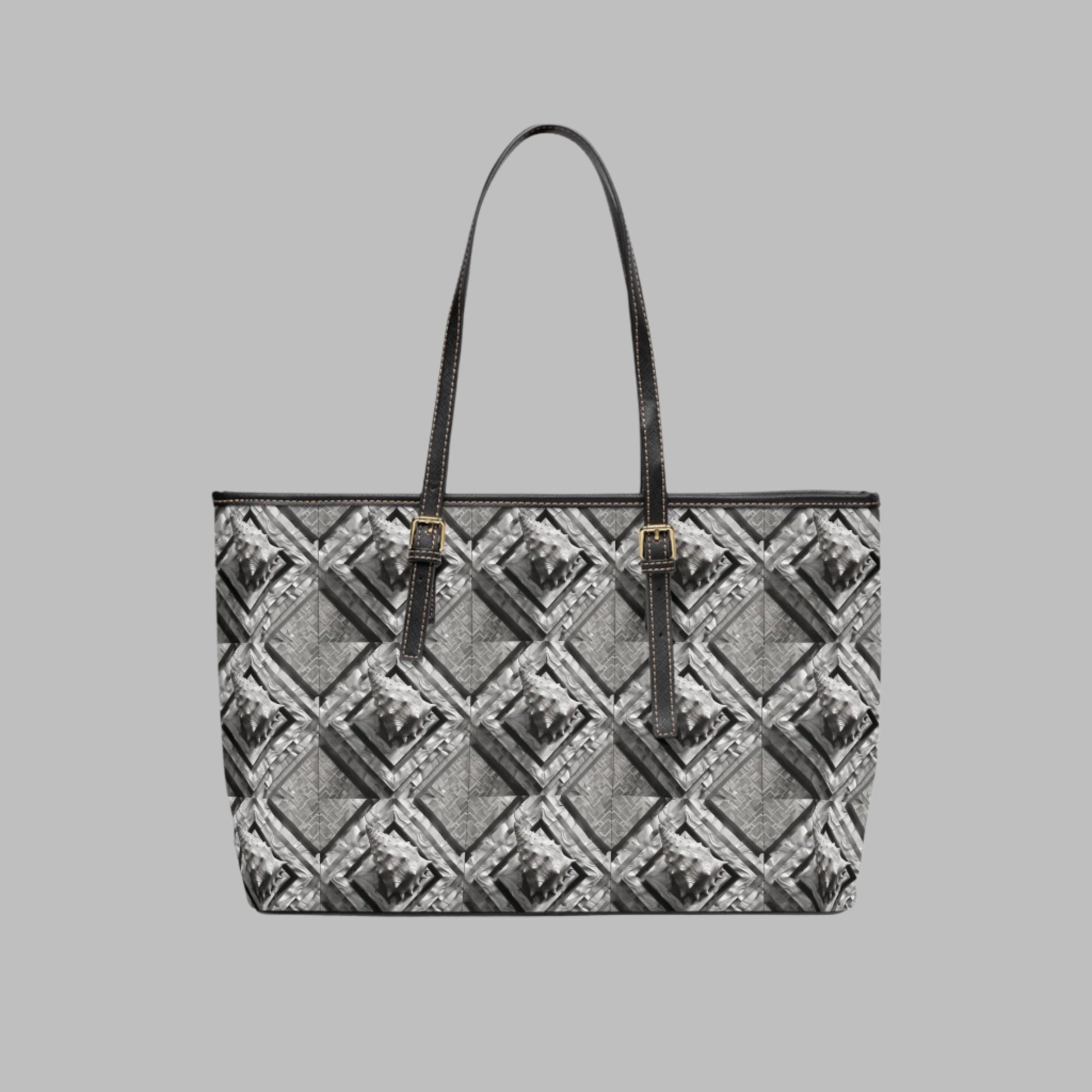 Polynesian-Inspired Chic Leather Shoulder Bag with Conch Shell Design side view
