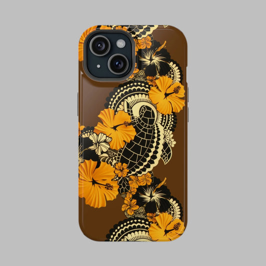 Polynesian-Inspired Stylish Tough Magnetic Tropical Turtle Phone Case front view