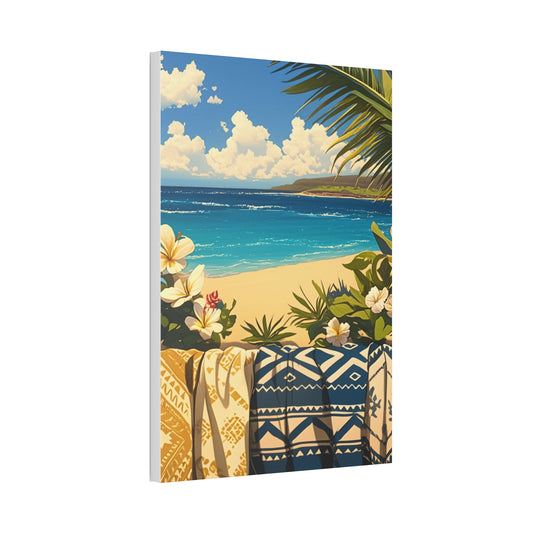 Serene Beach View Art Piece – 24" x 36" Stretched Canvas side angle view