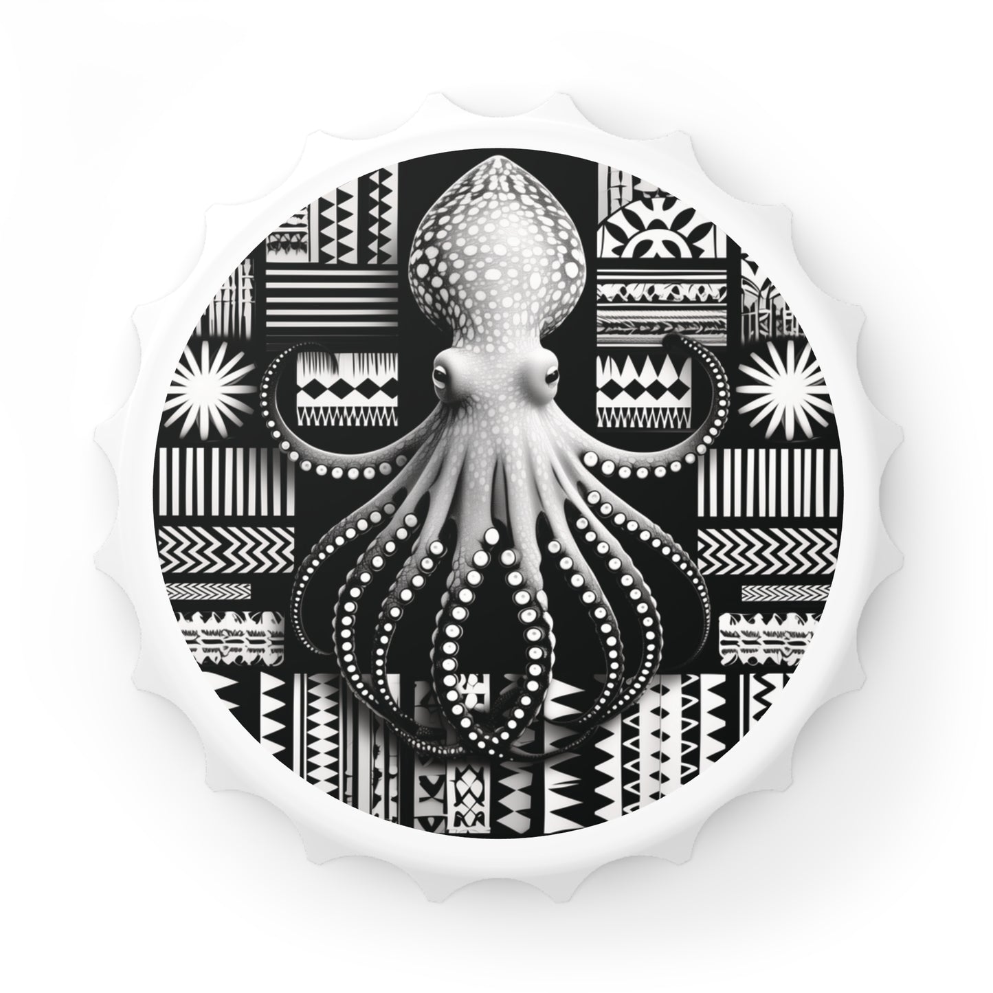 Polynesian-Inspired Octopus Bottle Opener top view
