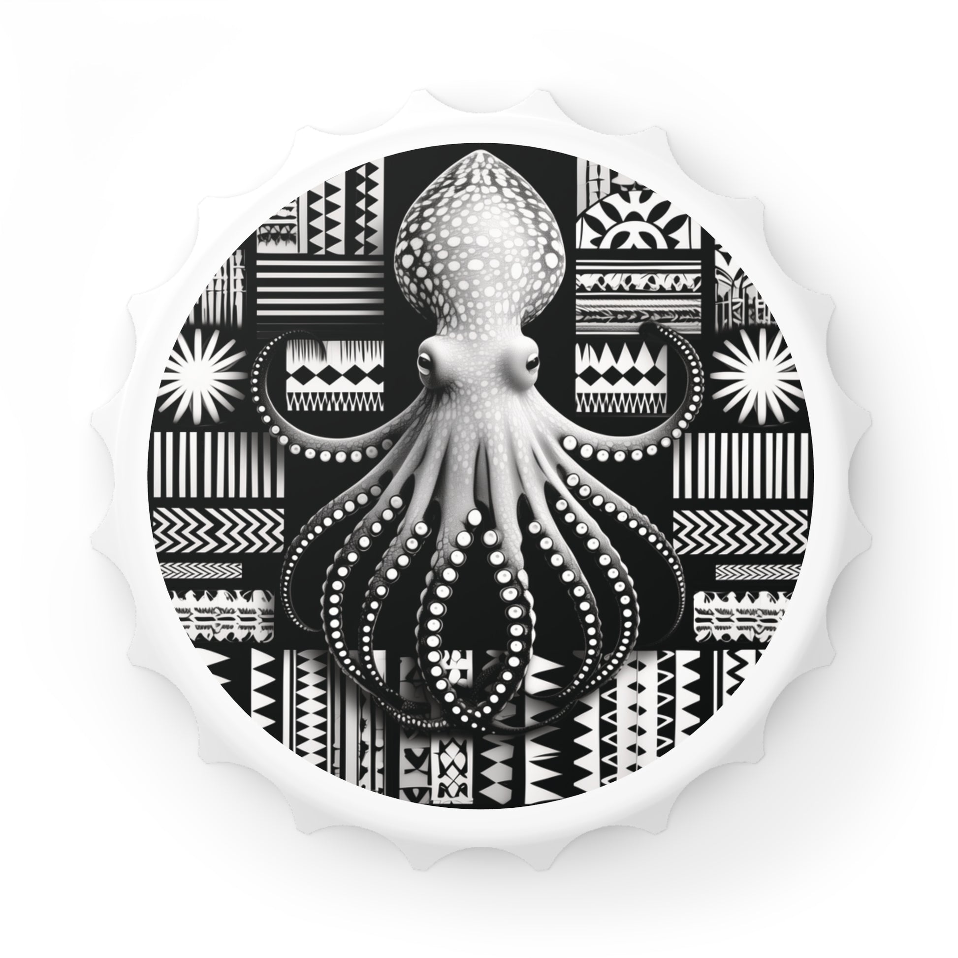Polynesian-Inspired Octopus Bottle Opener top view