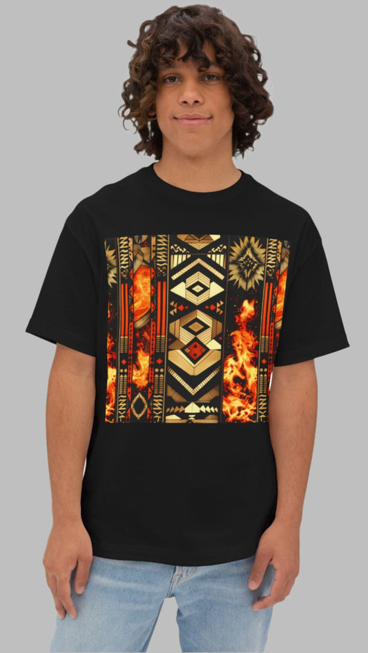 Flame of the Pacific – Abstract Fijian Tribal Flame T-Shirt front view